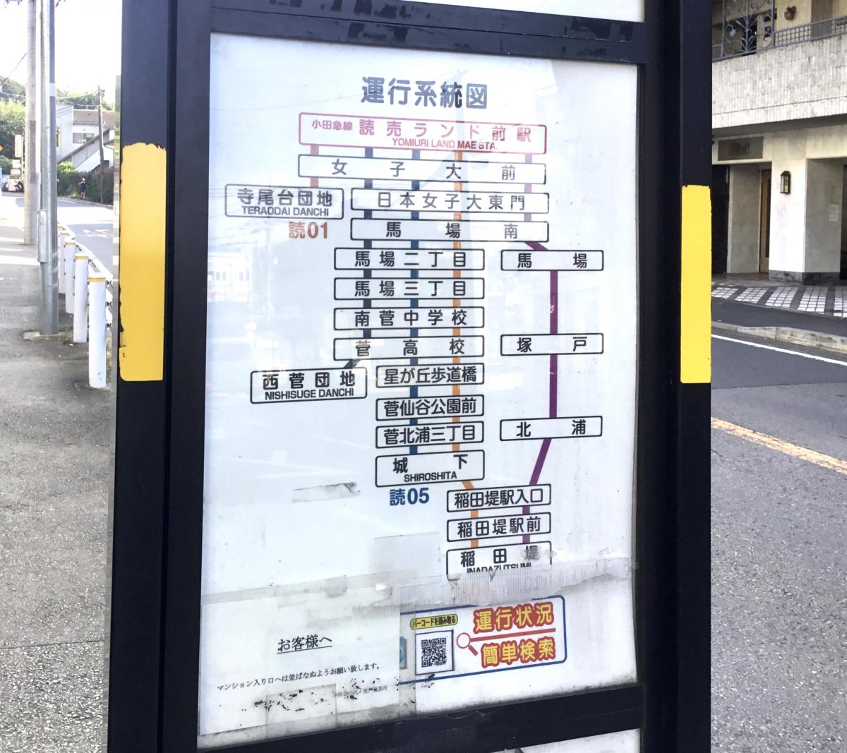 ユキサキナビ 小田急バス 小田急読売ランド前駅 バス停留所