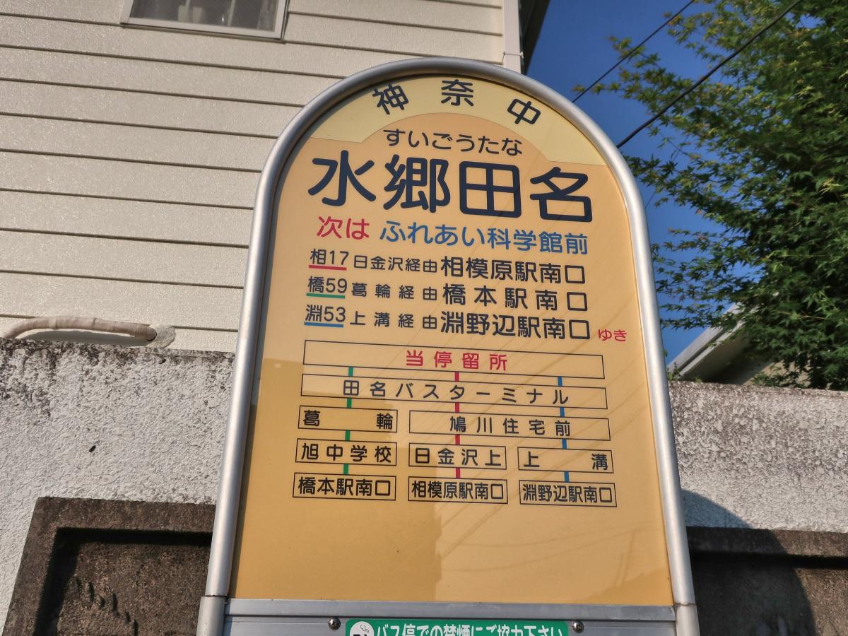 ユキサキナビ 神奈川中央交通 水郷田名 バス停留所 相模原市中央区水郷田名